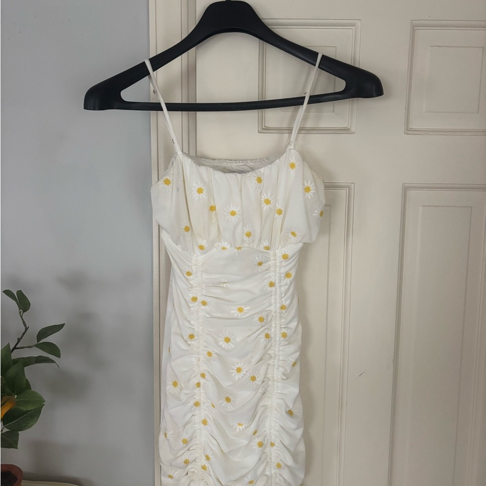 Princess Polly White Ruched Spaghetti Strap Mini Dress